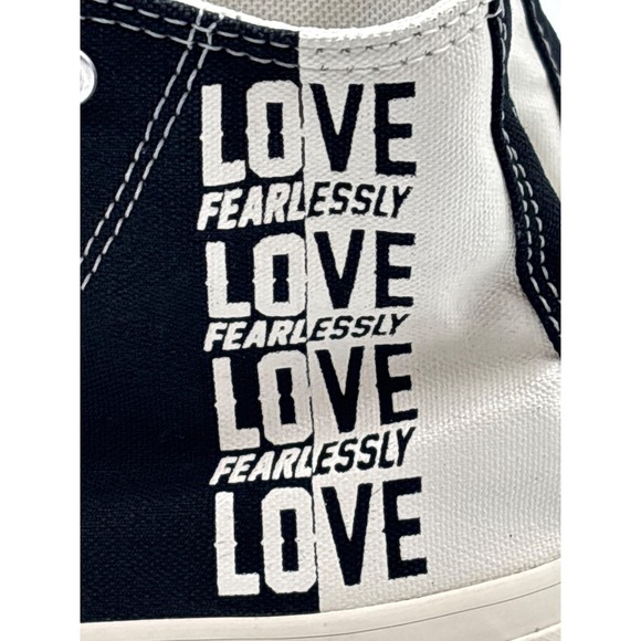 Converse Love Fearlessly Yourself First Black White Red Heart, Kids Unisex Sz 2 - Picture 3 of 11